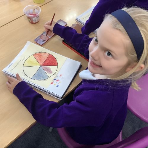 Colour mixing paints in art